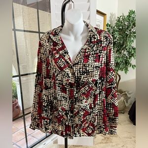 Lovely Button Down Long Sleeve Blouse by Da-Rue, Draper’s & Damon’s Size L Y2K